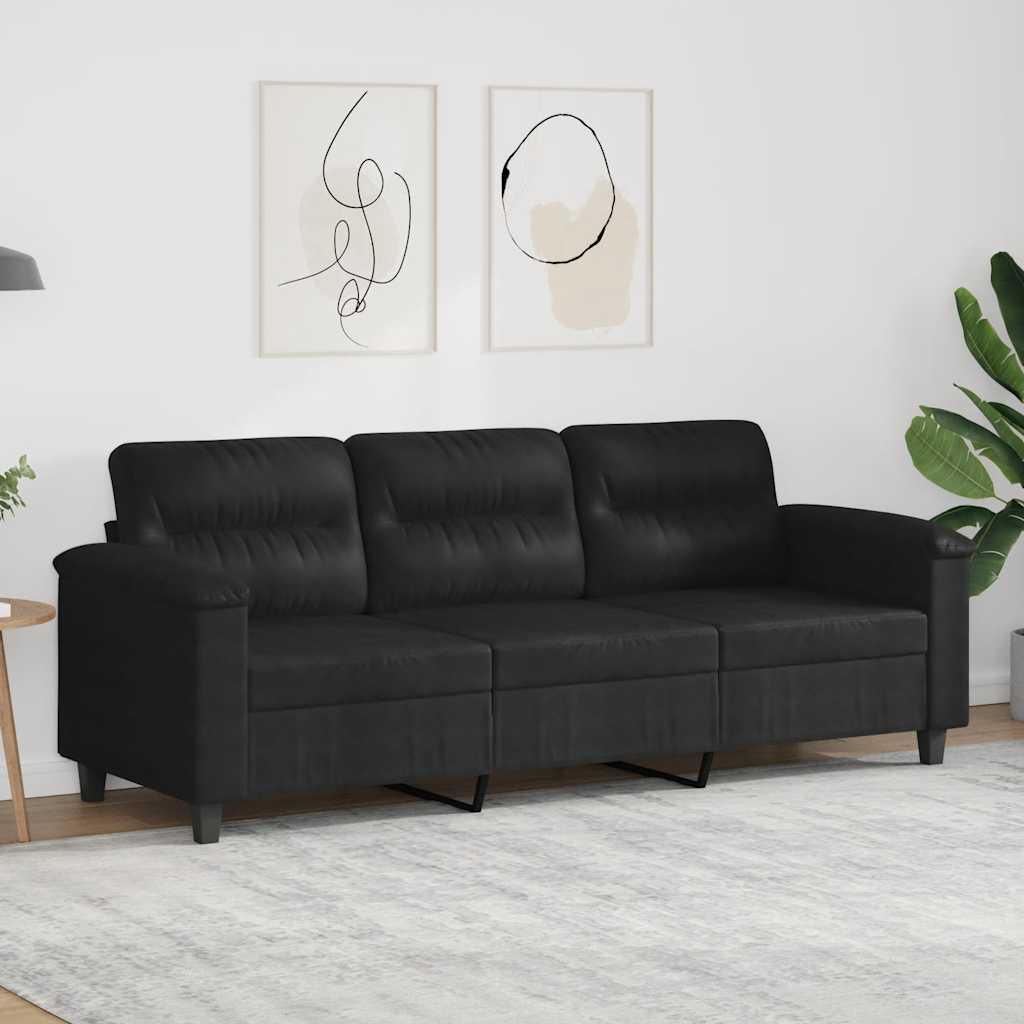 Vidaxl driezitsbank 180 cm microvezelstof zwart