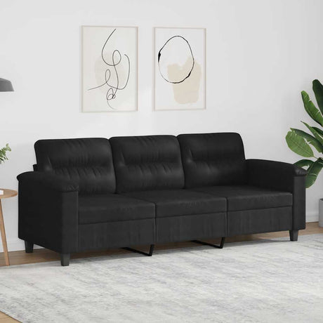 Vidaxl driezitsbank 180 cm microvezelstof zwart