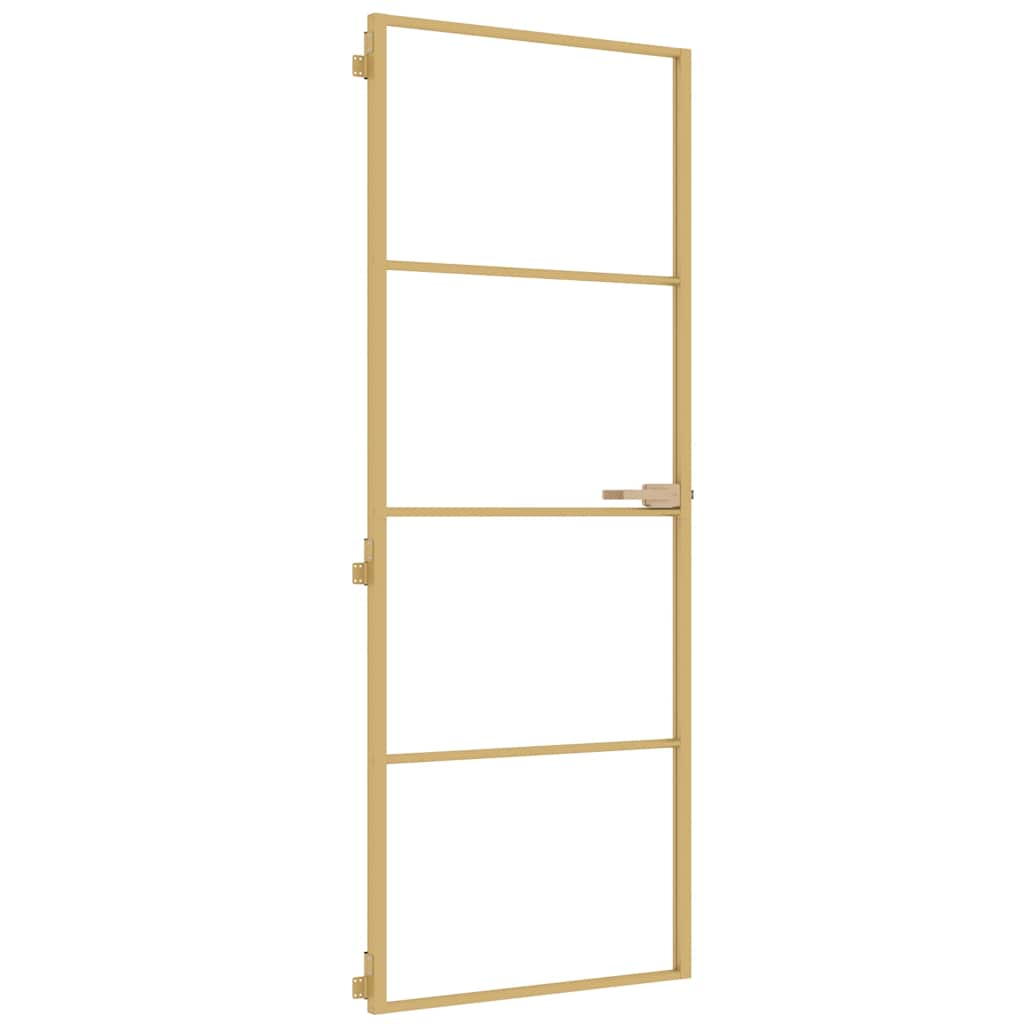 Vidaxx Innentür schmal 76x201,5 cm gehärtetes Glas und Aluminium goldfarben