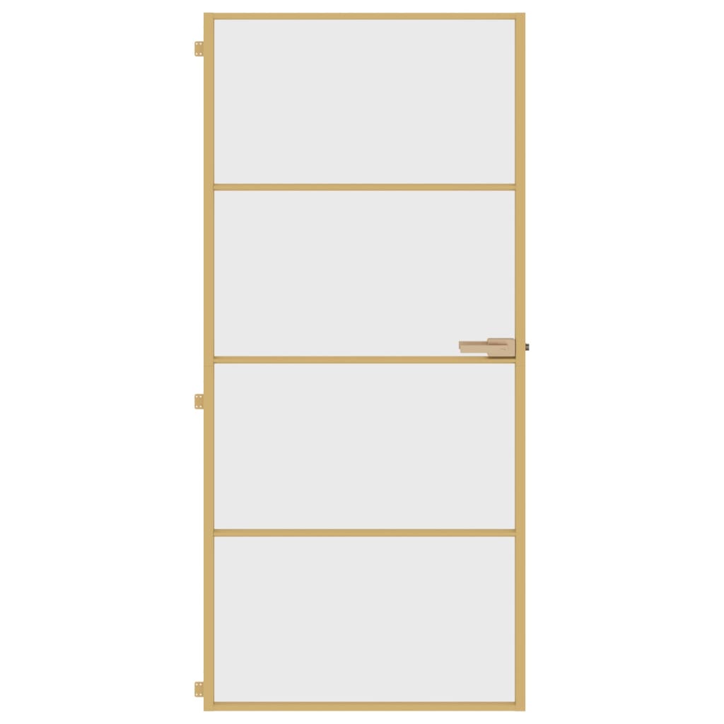 Vidaxx Innentür schmal 93x201,5 cm gehärtetes Glas und Aluminium goldfarben
