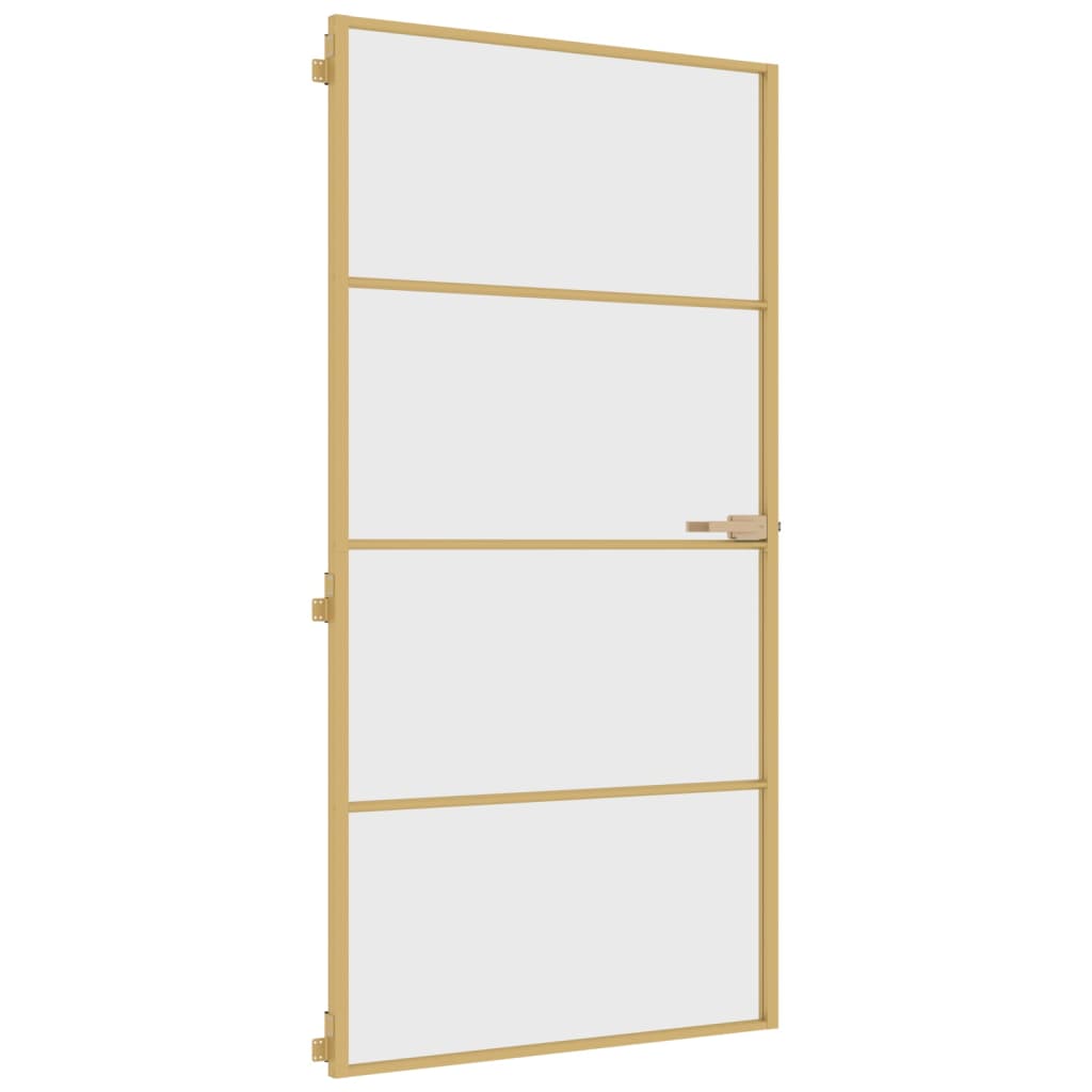 VidaXL Innentür schmal 102,5x201,5 cm gehärtetes Glas und Aluminium gold