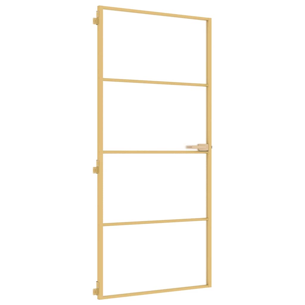 Vidaxx Innentür schmal 93x201,5 cm gehärtetes Glas und Aluminium goldfarben