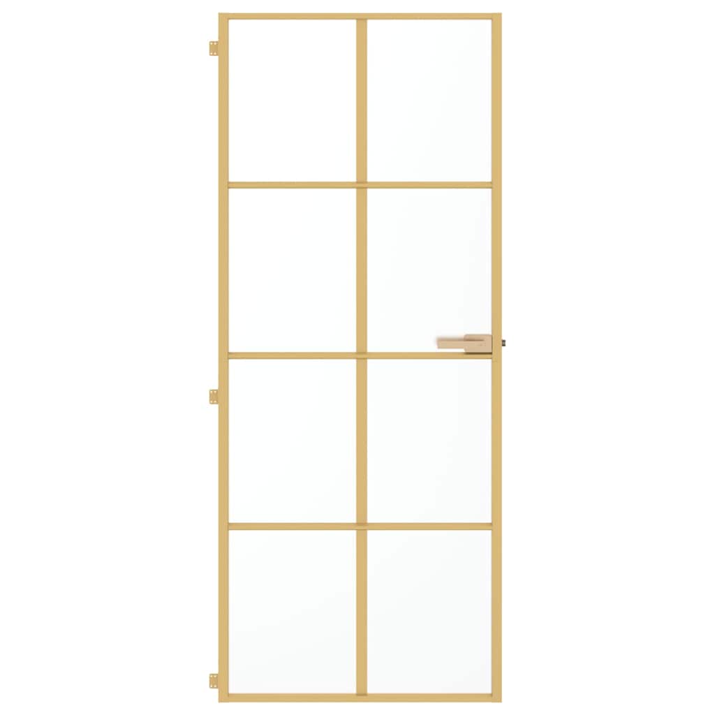 Vidaxx Innentür schmal 83x201,5 cm gehärtetes Glas und Aluminium goldfarben