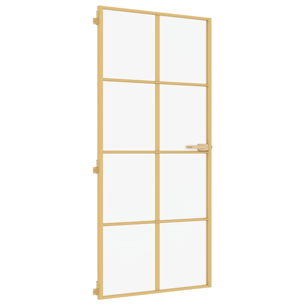 Vidaxx Innentür schmal 93x201,5 cm gehärtetes Glas und Aluminium goldfarben