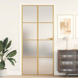 Vidaxx Innentür schmal 93x201,5 cm gehärtetes Glas und Aluminium goldfarben
