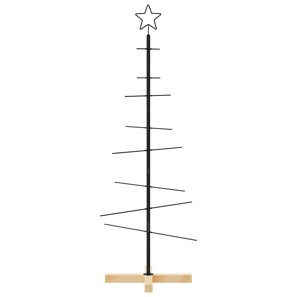 VidaXL Weihnachtsdekoration Weihnachtsbaum mit Holzsockel 120 cm Metall Schwarz