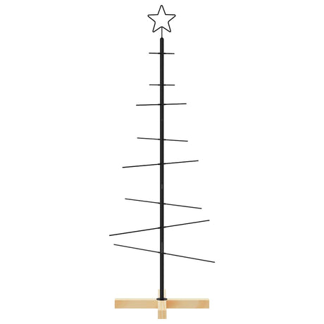 VidaXL Weihnachtsdekoration Weihnachtsbaum mit Holzsockel 120 cm Metall Schwarz