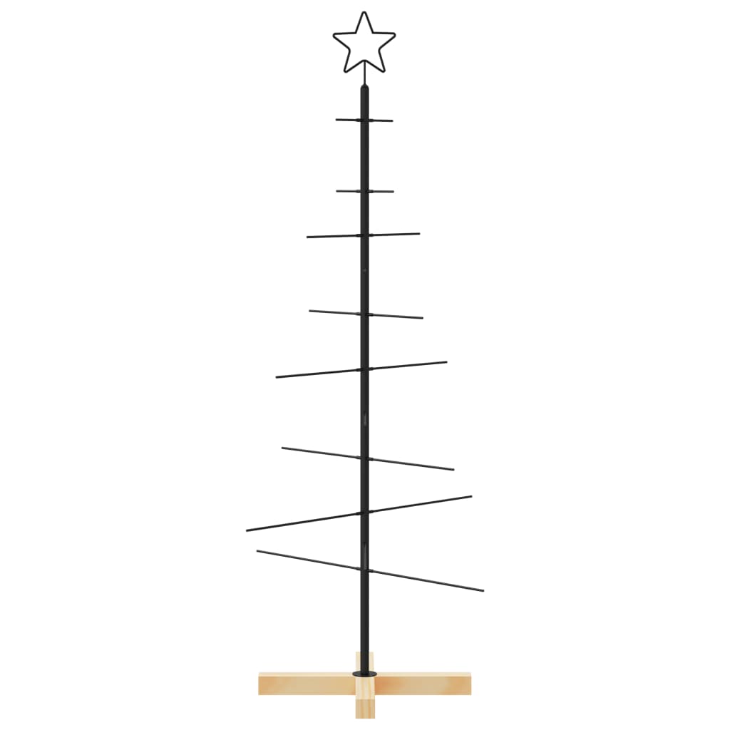 VidaXL Weihnachtsdekoration Weihnachtsbaum mit Holzsockel 120 cm Metall Schwarz