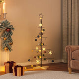 VidaXL Weihnachtsdekoration Weihnachtsbaum mit Holzsockel 120 cm Metall Schwarz