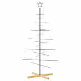 VidaXL Weihnachtsdekoration Weihnachtsbaum mit Holzsockel 150 cm Metall Schwarz