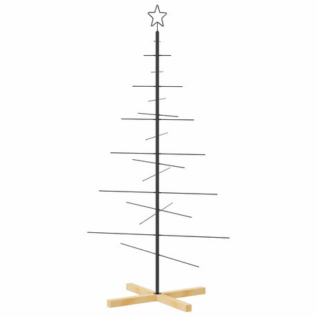VidaXL Weihnachtsdekoration Weihnachtsbaum mit Holzsockel 150 cm Metall Schwarz