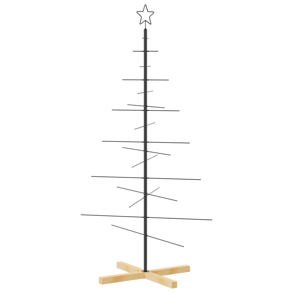 VidaXL Weihnachtsdekoration Weihnachtsbaum mit Holzsockel 150 cm Metall Schwarz