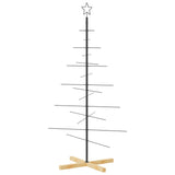VidaXL Weihnachtsdekoration Weihnachtsbaum mit Holzsockel 150 cm Metall Schwarz