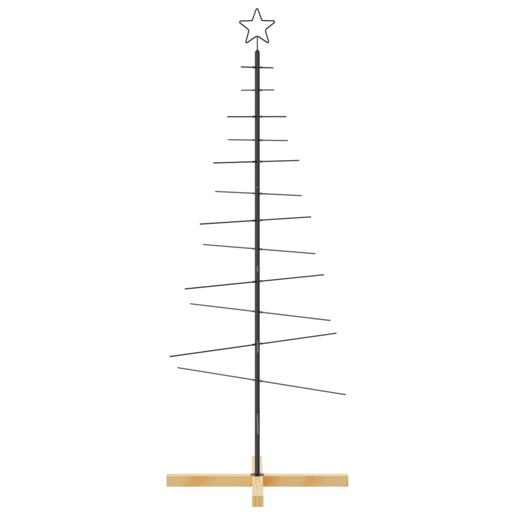 VidaXL Weihnachtsdekoration Weihnachtsbaum mit Holzsockel 150 cm Metall Schwarz
