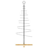 VidaXL Weihnachtsdekoration Weihnachtsbaum mit Holzsockel 150 cm Metall Schwarz