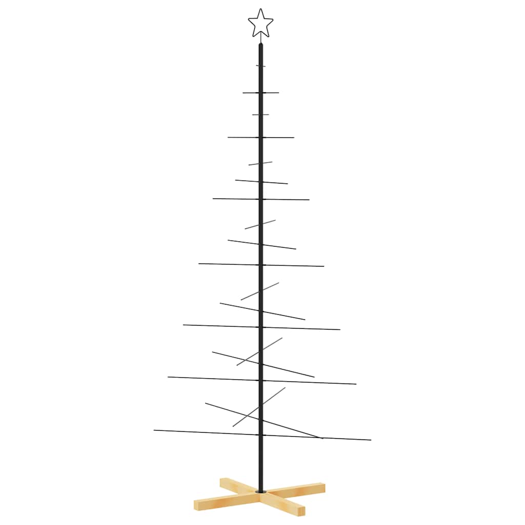 Vidaxl kerstdecoratie kerstboom met houten basis 180 cm metaal zwart