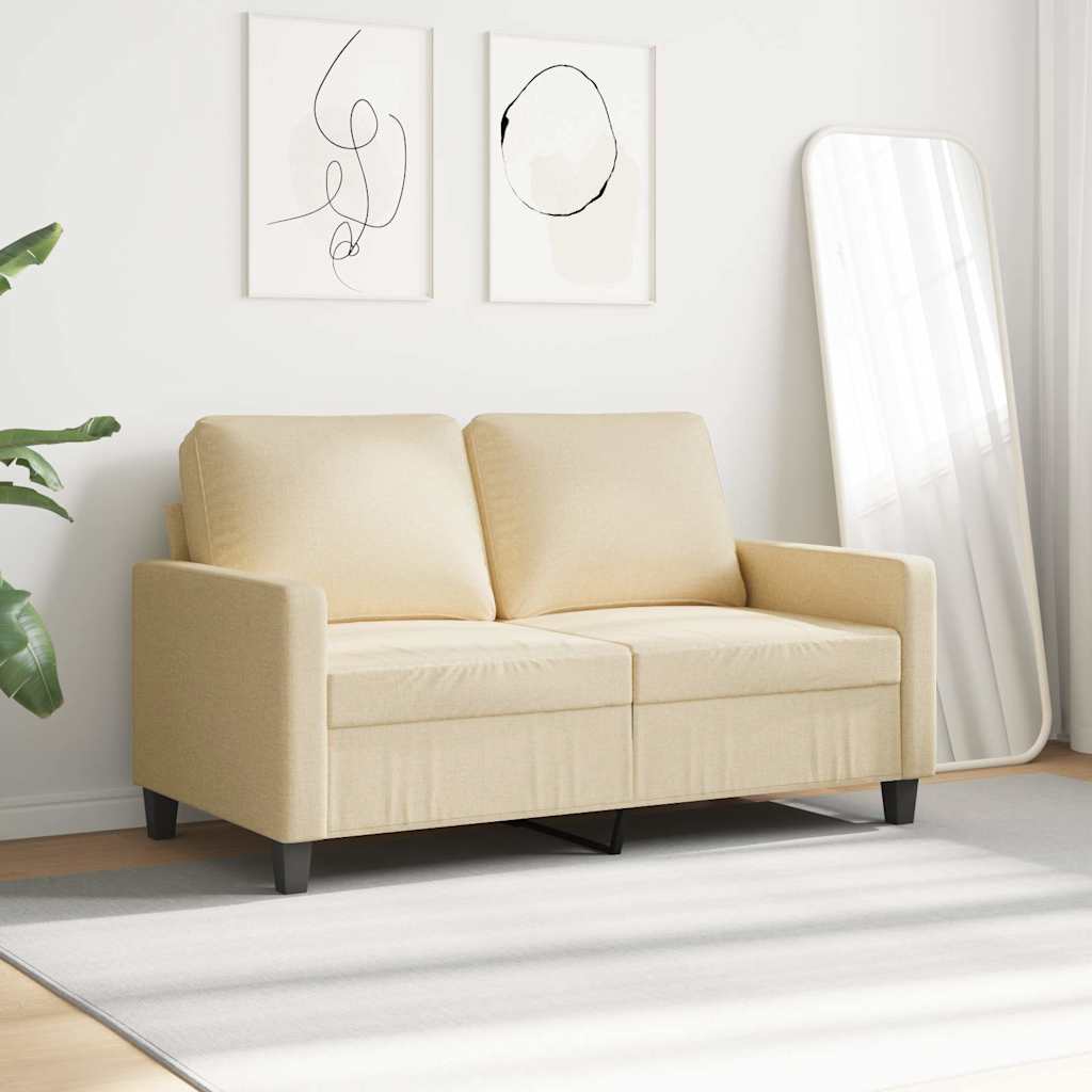 Vidaxl tweezitsbank 120 cm stof crèmekleurig