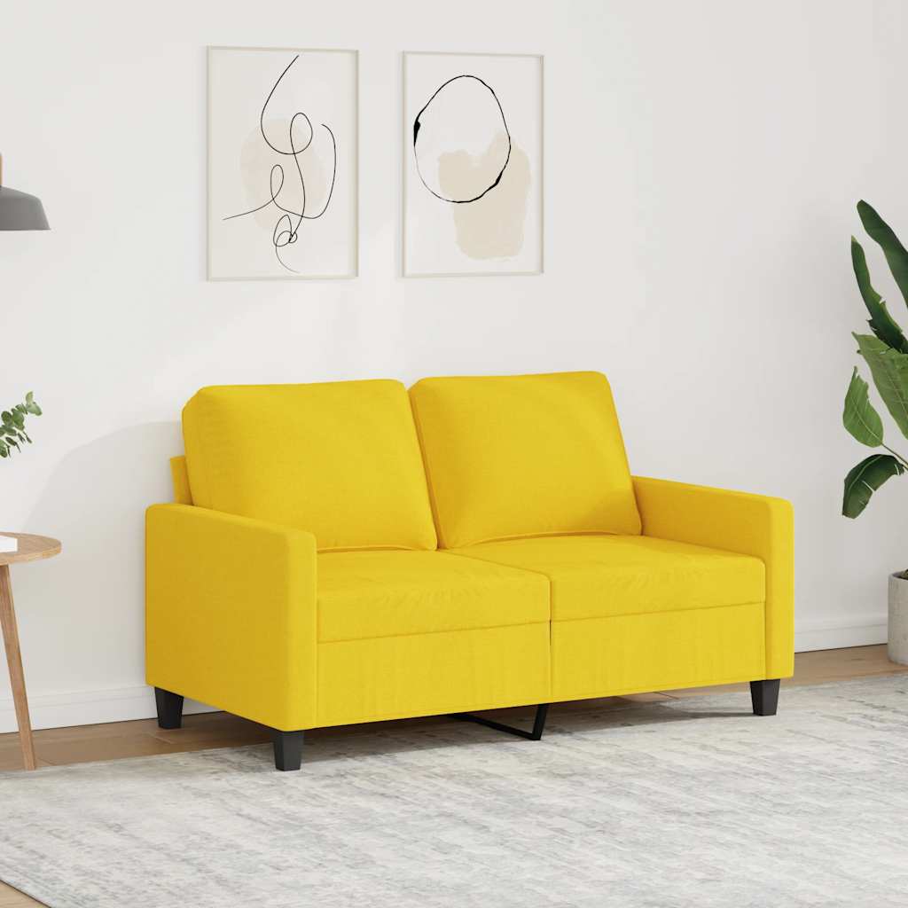 Vidaxl tweezitsbank 120 cm stof lichtgeel