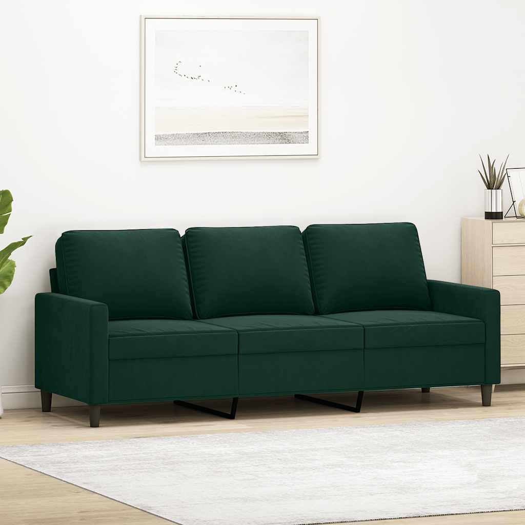 Vidaxl driezitsbank 180 cm fluweel donkergroen