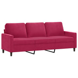 Vidaxl driezitsbank 180 cm fluweel wijnrood