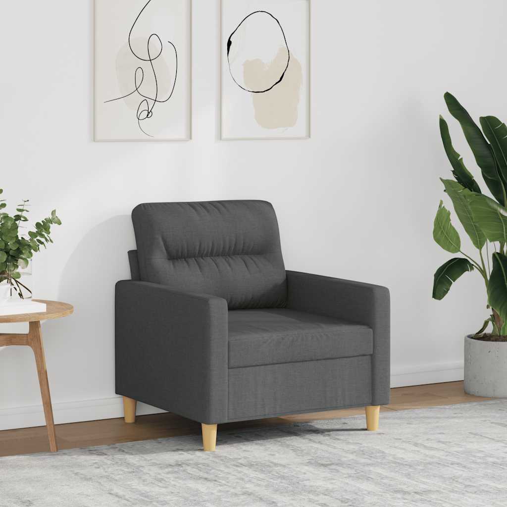 Vidaxl fauteuil 60 cm stof donkergrijs
