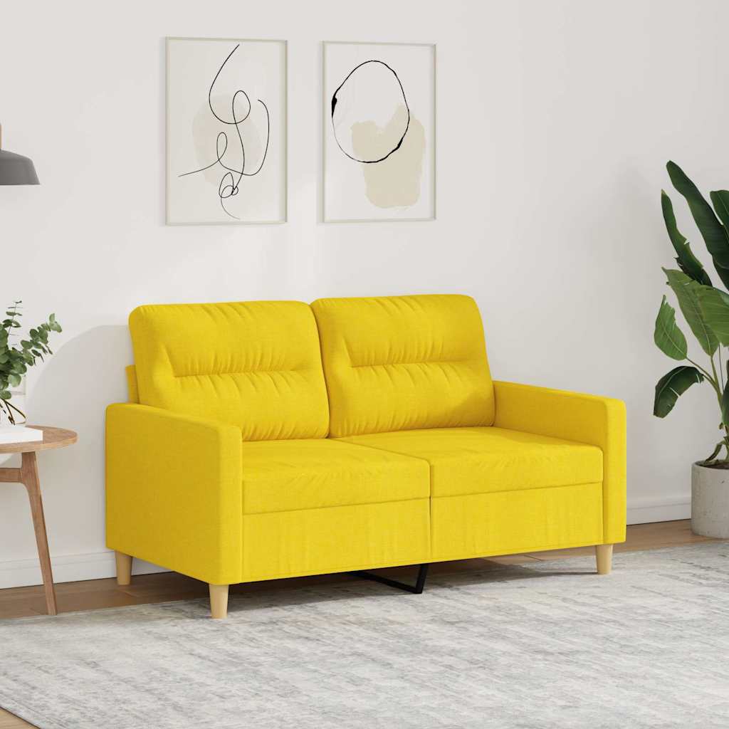 Vidaxl tweezitsbank 120 cm stof lichtgeel