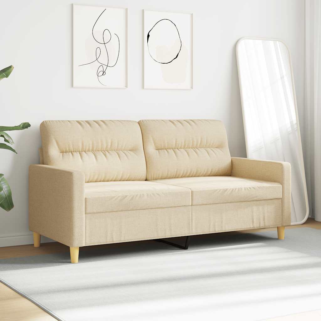 Vidaxl tweezitsbank 140 cm stof crèmekleurig