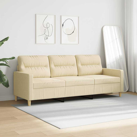 Vidaxl driezitsbank 180 cm stof crèmekleurig