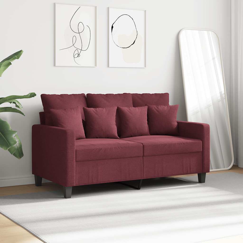 Vidaxl tweezitsbank 120 cm stof wijnrood