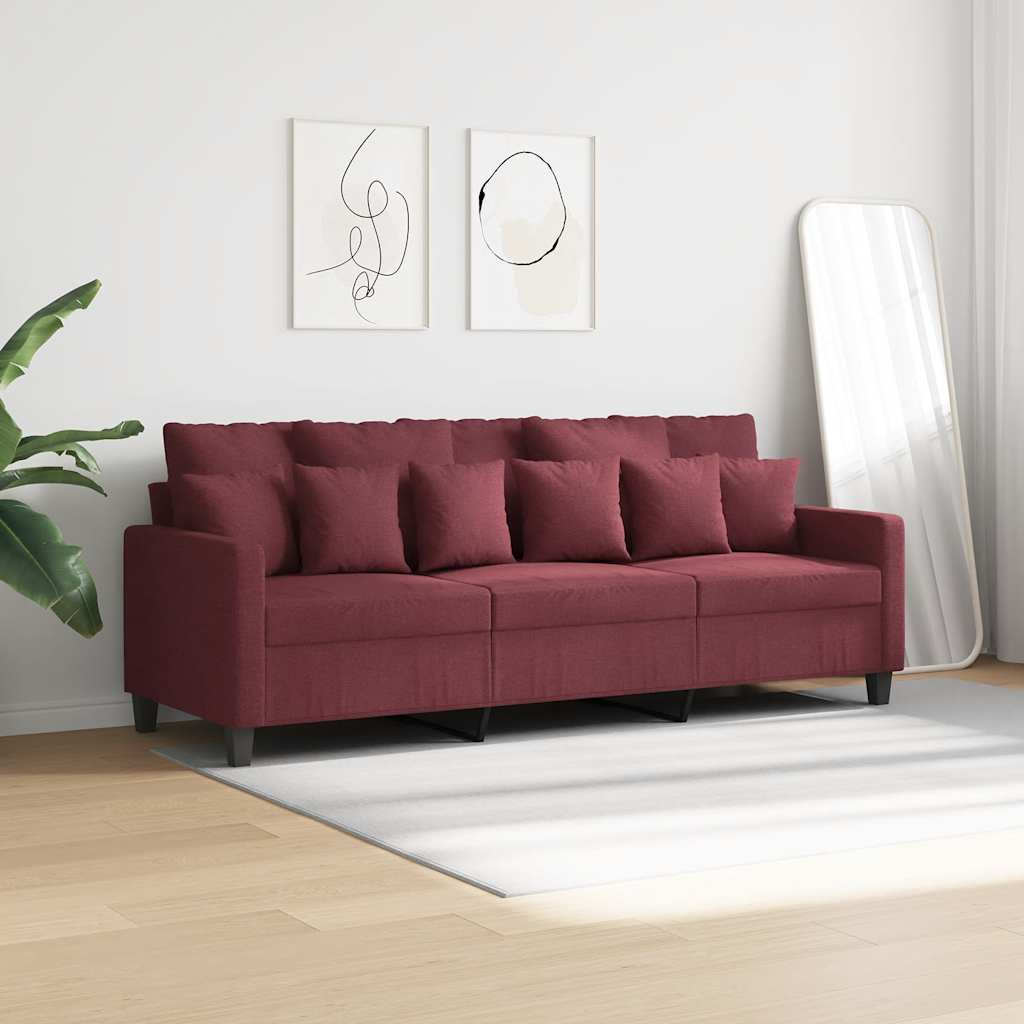 Vidaxl driezitsbank 180 cm stof wijnrood