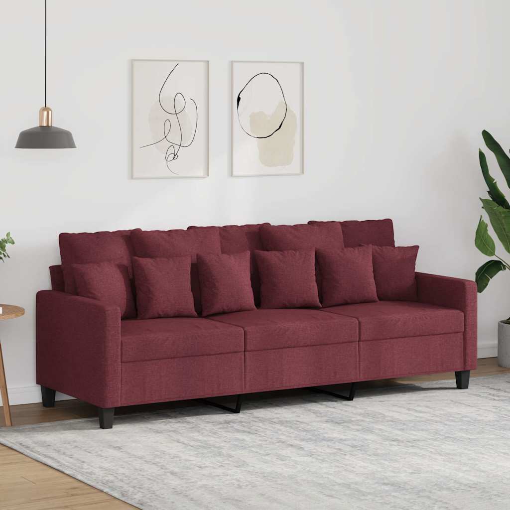 Vidaxl driezitsbank 180 cm stof wijnrood