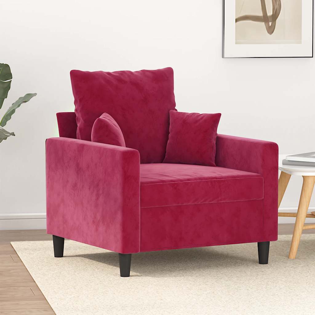 Vidaxl fauteuil 60 cm fluweel wijnrood