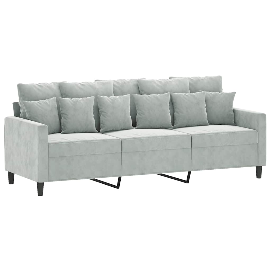 Vidaxl driezitsbank 180 cm fluweel lichtgrijs