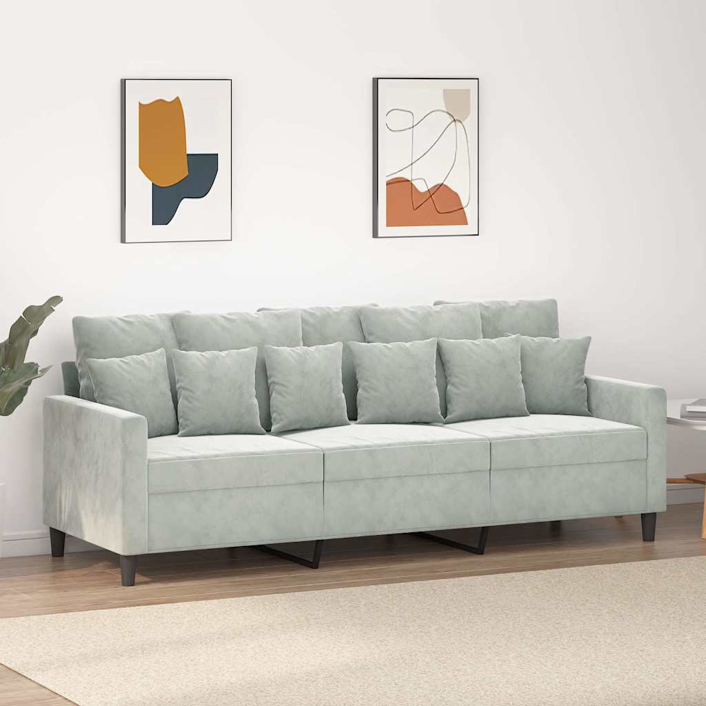 Vidaxl driezitsbank 180 cm fluweel lichtgrijs