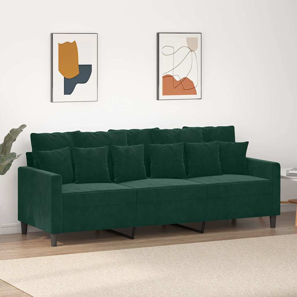 Vidaxl driezitsbank 180 cm fluweel donkergroen