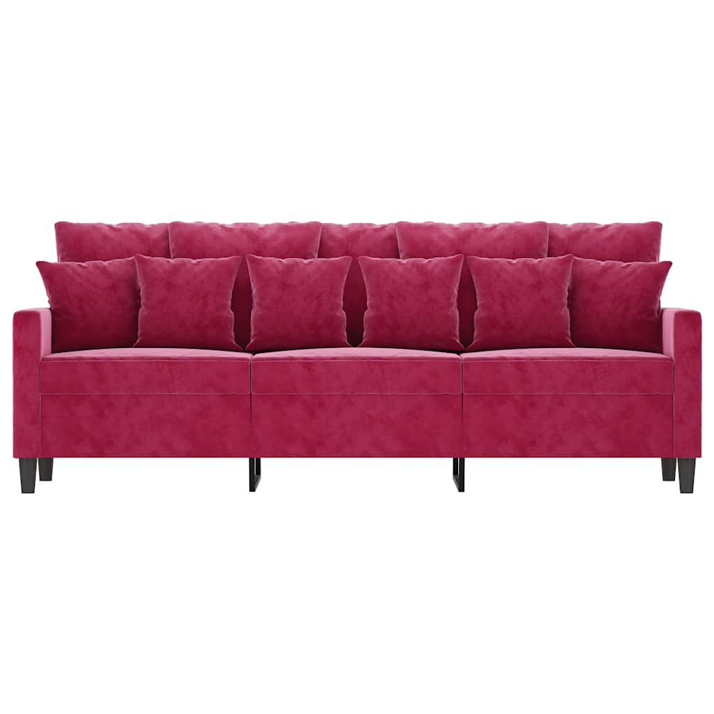 Vidaxl driezitsbank 180 cm fluweel wijnrood