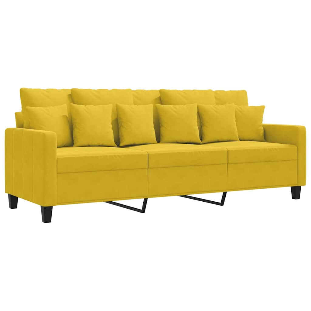 Vidaxl driezitsbank 180 cm fluweel geel