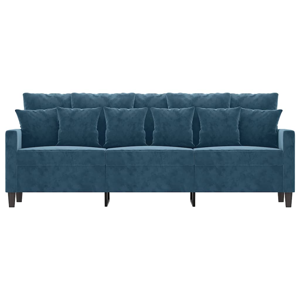 Vidaxl driezitsbank 180 cm fluweel blauw