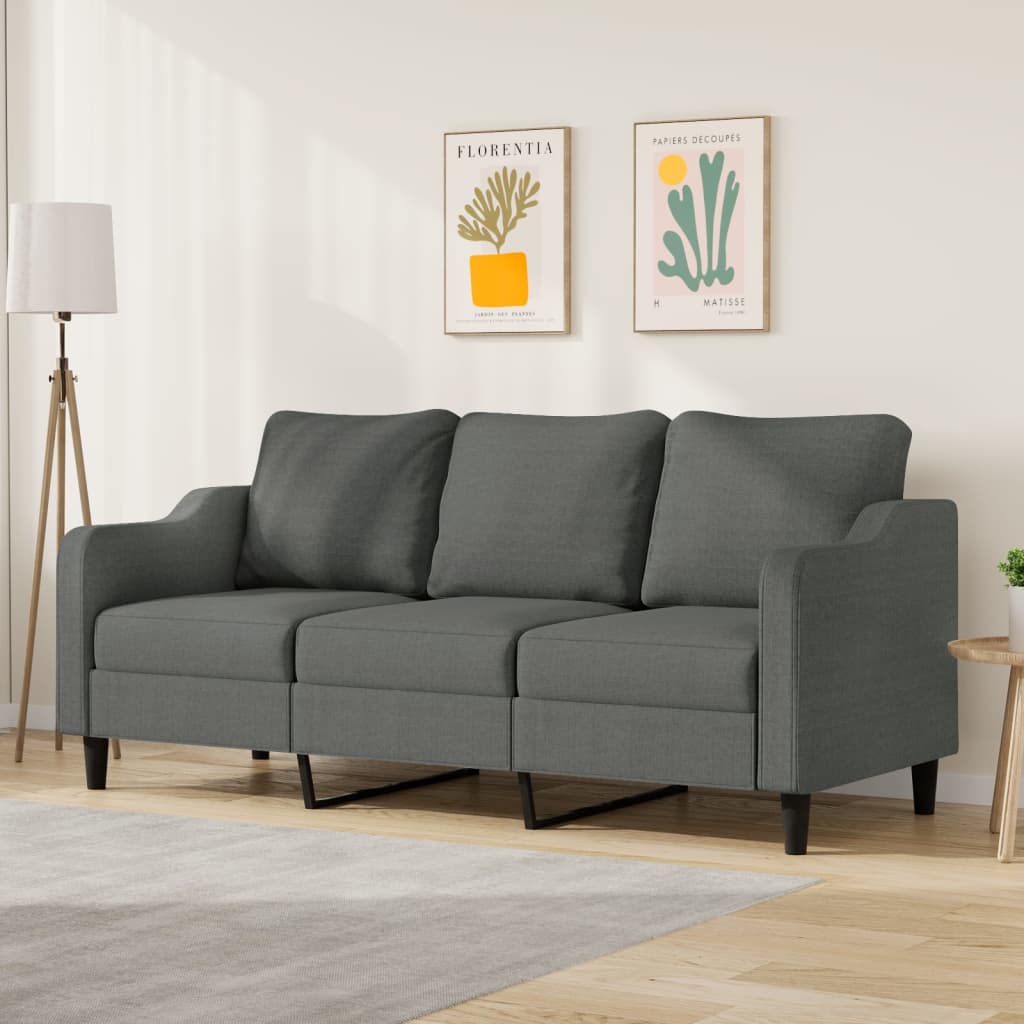 Vidaxl driezitsbank 180 cm stof donkergrijs