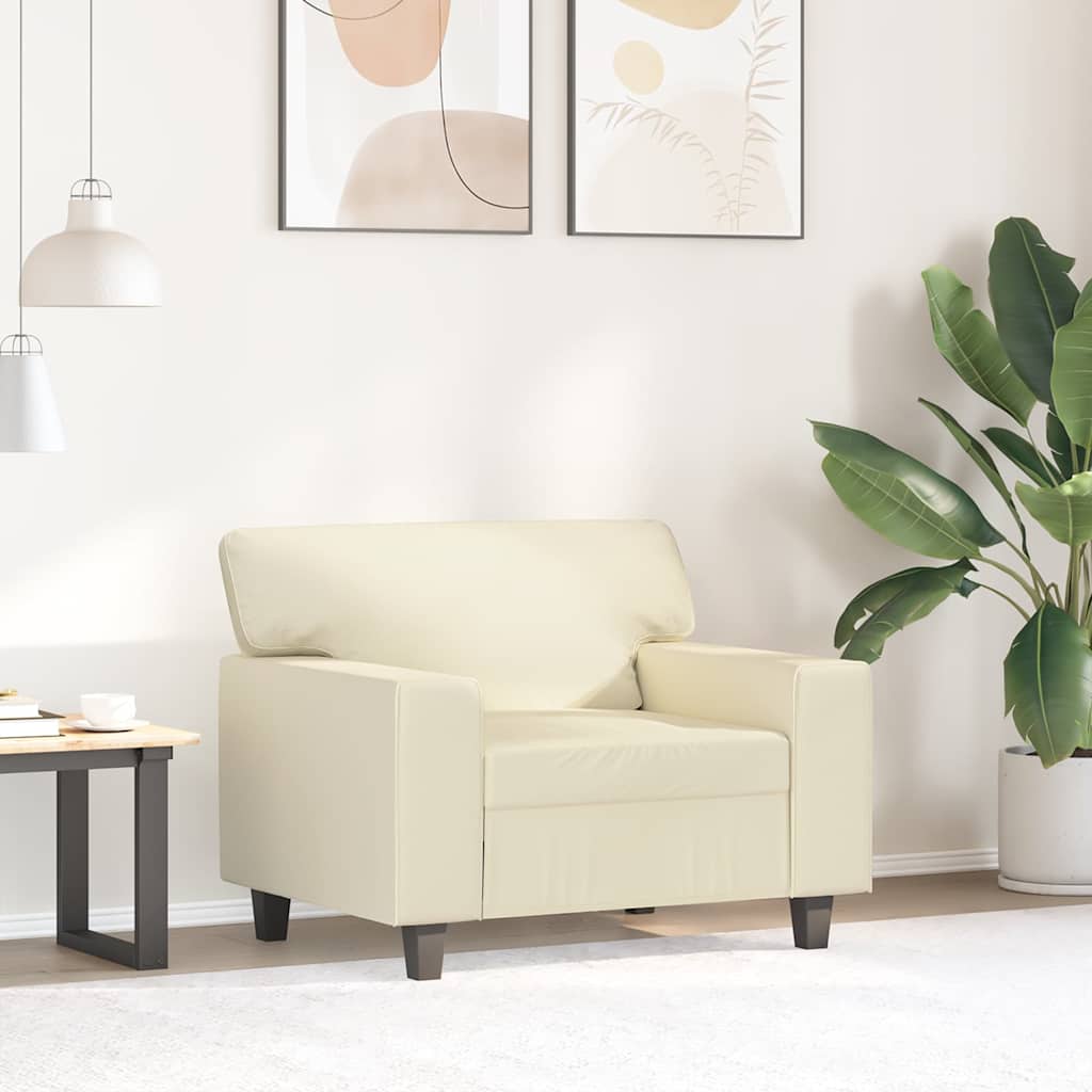 Vidaxl fauteuil 60 cm kunstleer crèmekleurig