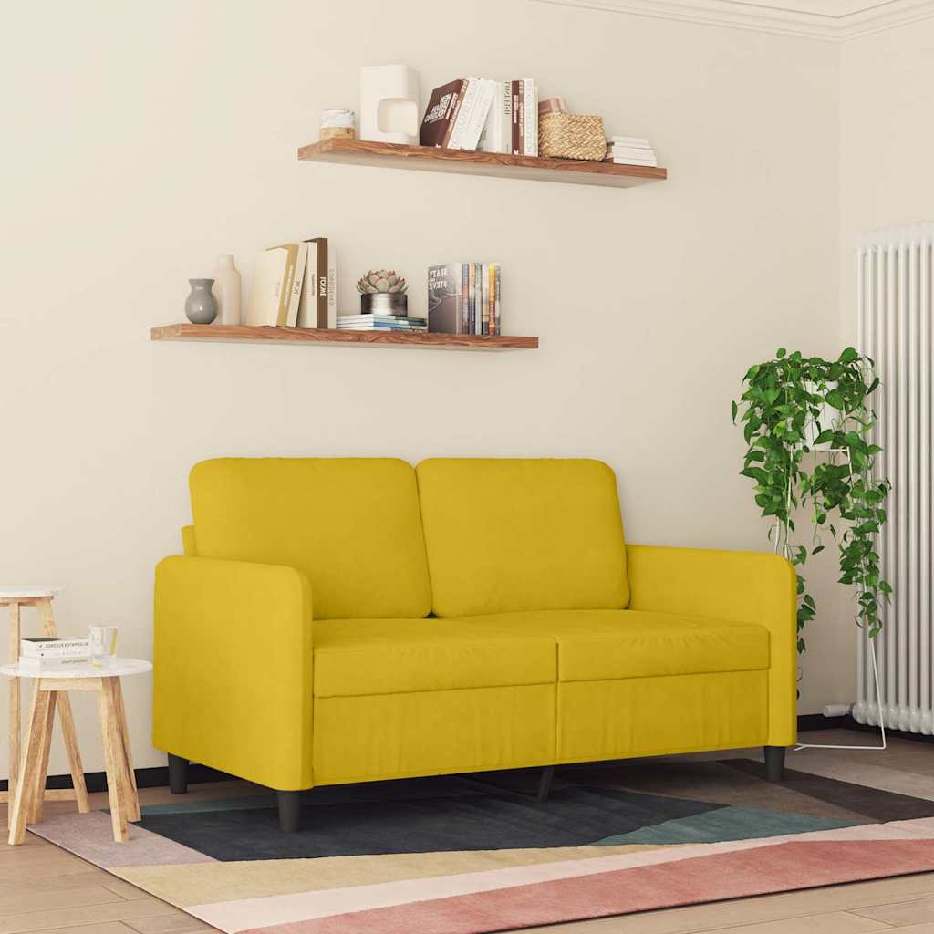 Vidaxl tweezitsbank 120 cm fluweel geel