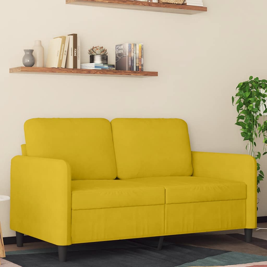 Vidaxl tweezitsbank 120 cm fluweel geel