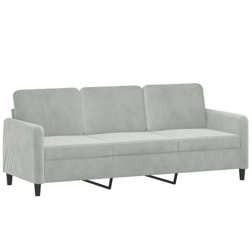 Vidaxl driezitsbank 180 cm fluweel lichtgrijs