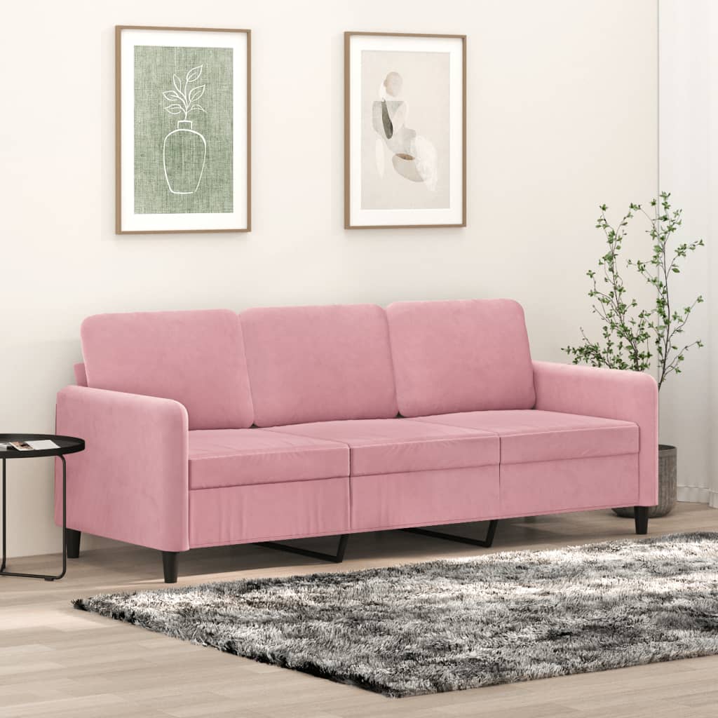 Vidaxl driezitsbank 180 cm fluweel roze