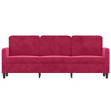 Vidaxl driezitsbank 180 cm fluweel wijnrood