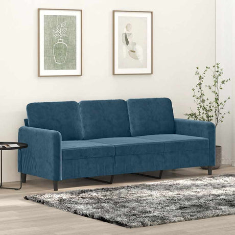 Vidaxl driezitsbank 180 cm fluweel blauw