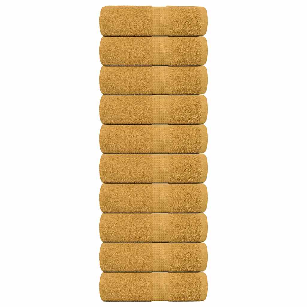 VidaXL Gästehandtücher 10 Stück 30x50 cm 360 g m² 100 % Baumwolle goldfarben
