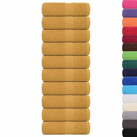 VidaXL Gästehandtücher 10 Stück 30x50 cm 360 g m² 100 % Baumwolle goldfarben