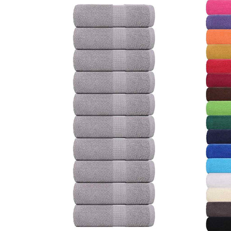 VidaXL Gästehandtücher 10 Stück 30x50 cm 360 g m² 100 % Baumwolle Grau