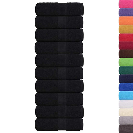 VidaXL Gästehandtücher 10 Stück 30x50 cm 360 g m² 100 % Baumwolle Schwarz